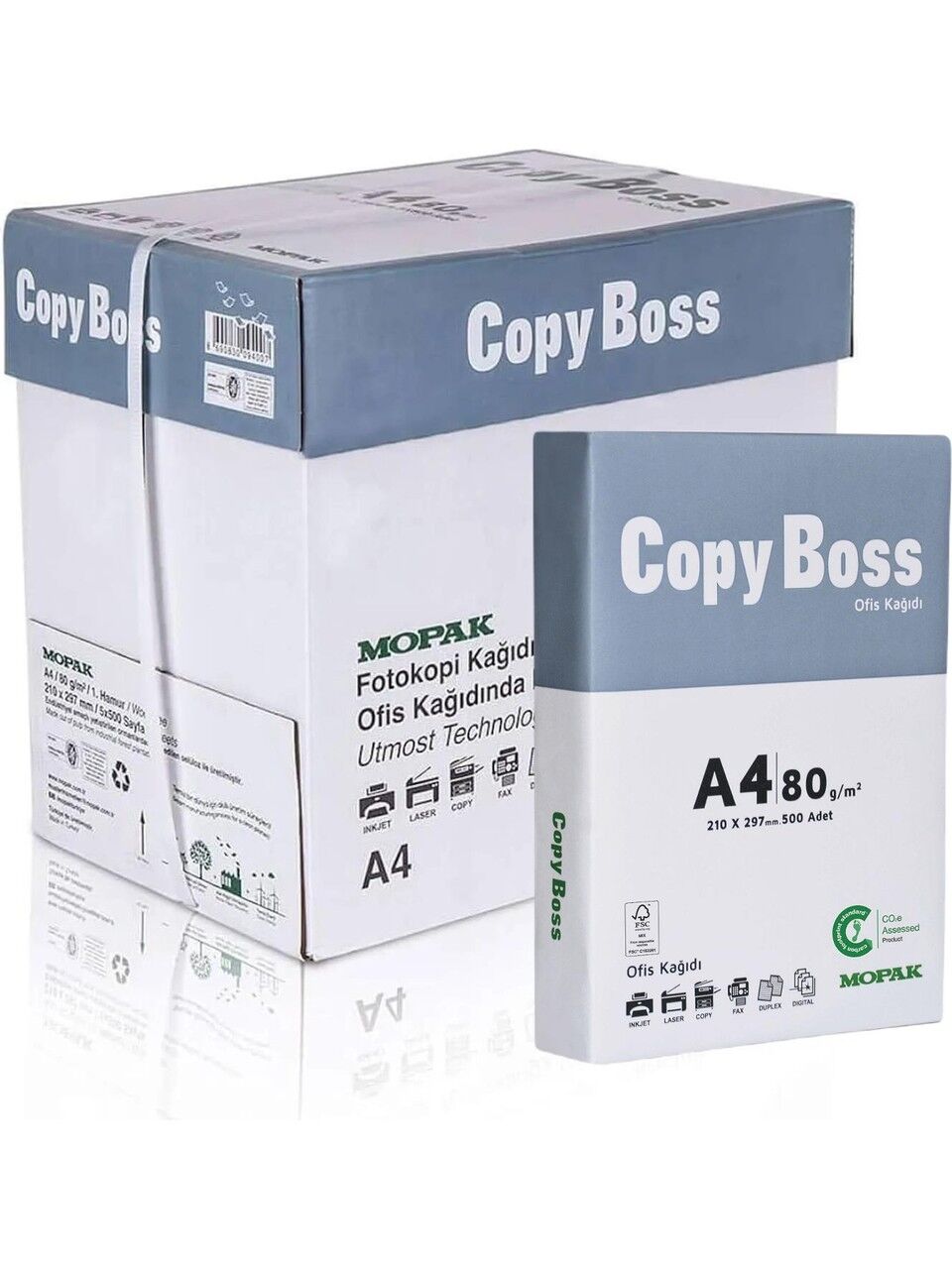 Mopak Copy Boss A4 80 G/m² 2.500 Adet Fotokopi Kağıdı (5'li Paket)