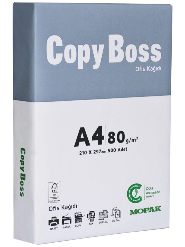 Mopak Copy Boss A4 80 G/m² 2.500 Adet Fotokopi Kağıdı (5'li Paket)