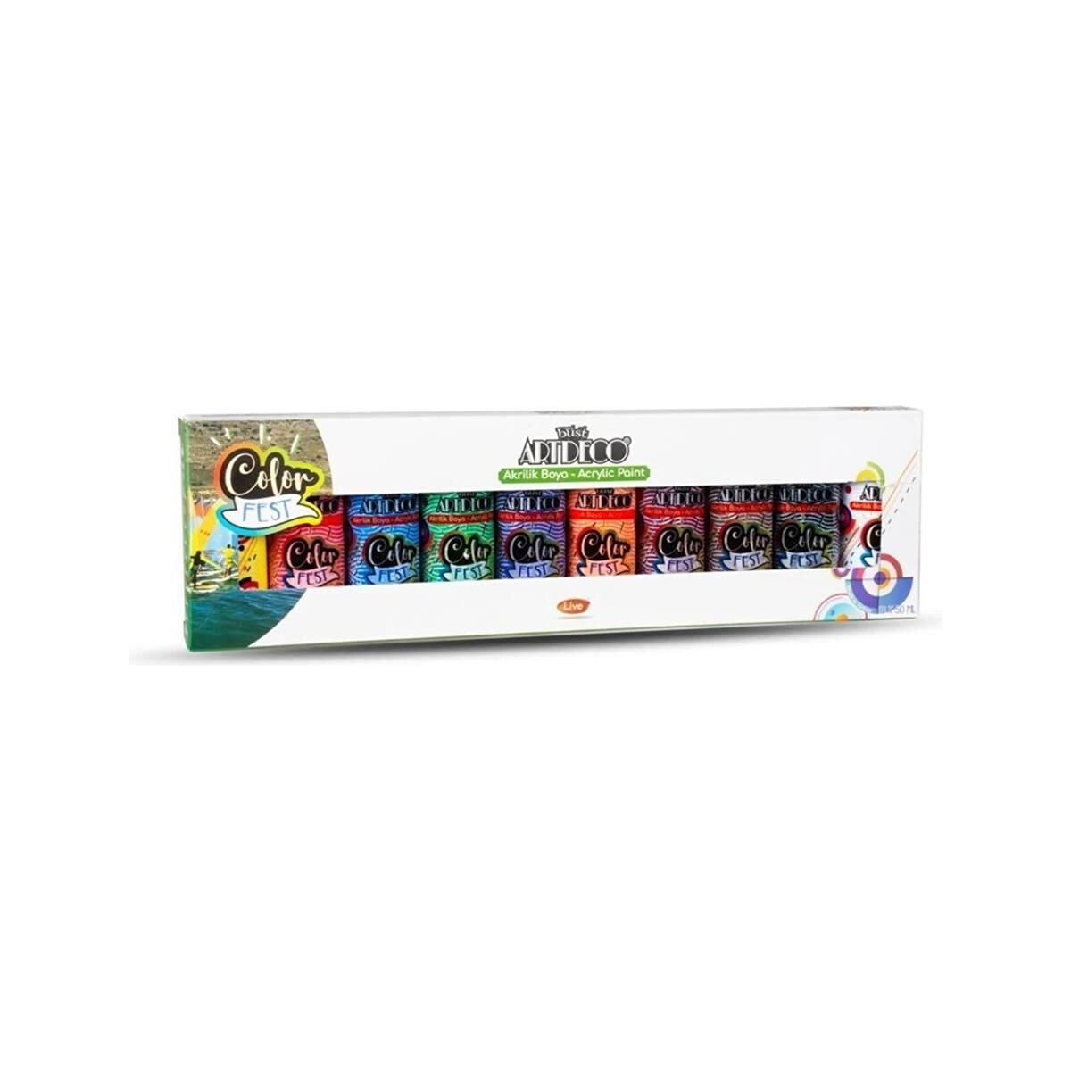 ARTDECO COLORFEST AKRİLİK BOYA SET 50 ML TEMEL 10 RENK