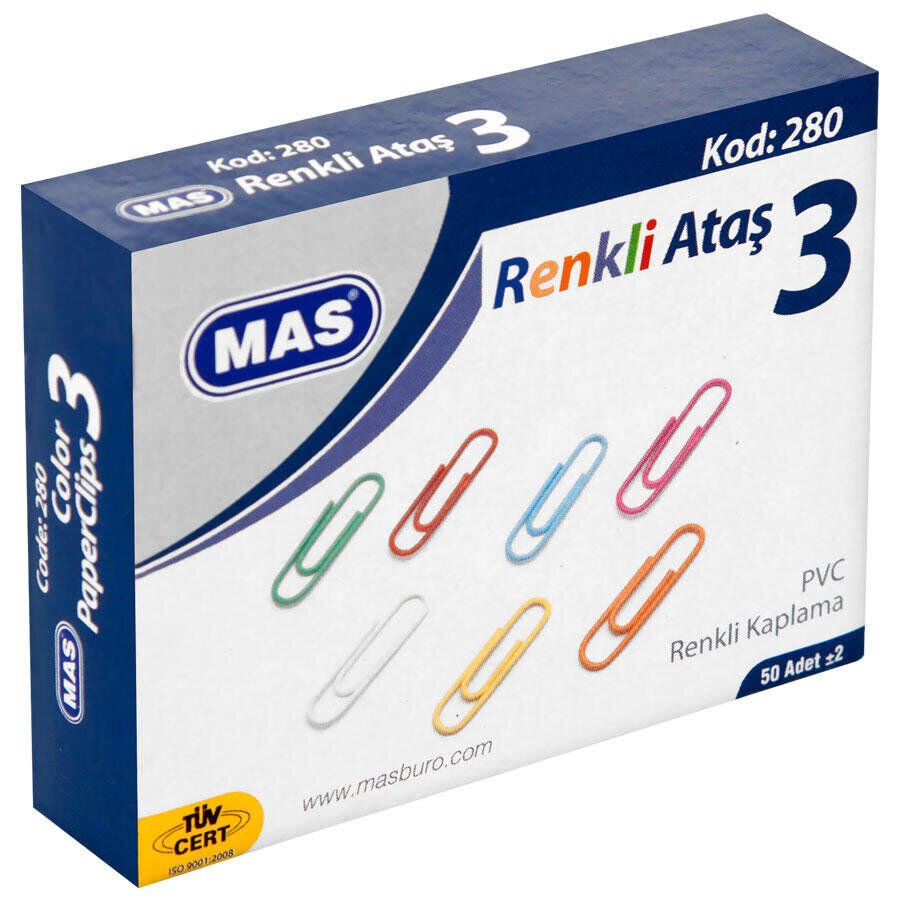 Mas 280 Oval Ataş 28 mm Pvc Kaplı 50'li Paket