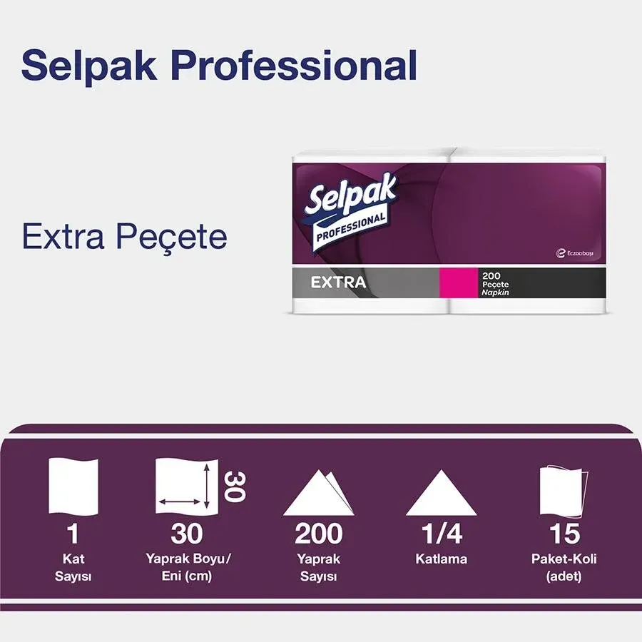 Selpak Professional Extra Peçete 30 cm x 30 cm 200'lü Paket