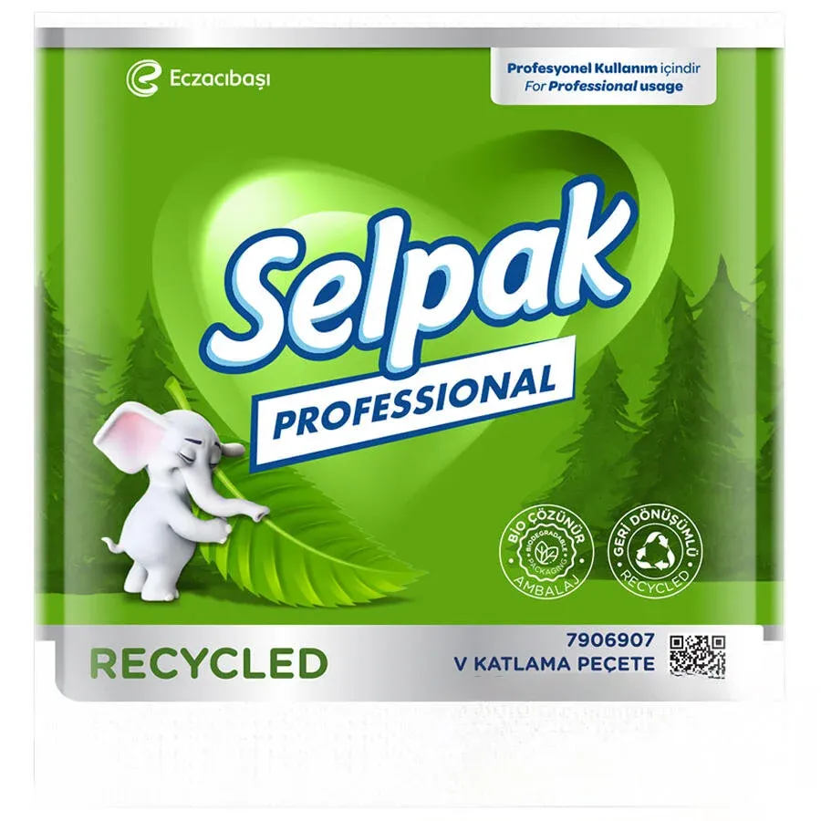 Selpak Profesyonel Recycled V Katlı Peçete 250 Yaprak x 18'li Paket