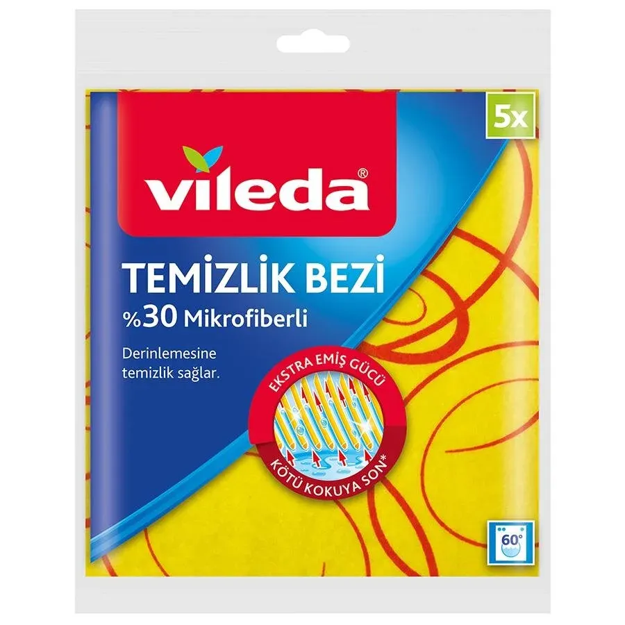 Vileda %30 Mikrofiberli Temizlik Bezi 5'li Paket  Listeye Ekle