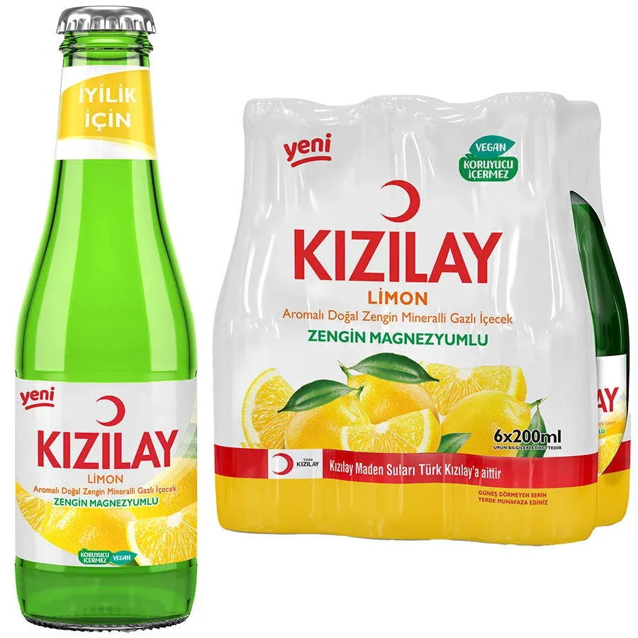 Kızılay Doğal Aromalı Limonlu Maden suyu 200 cc 6'lı Paket