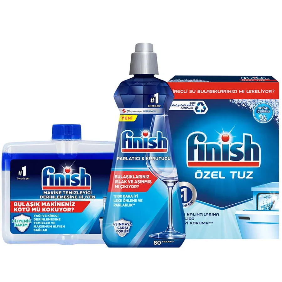 Finish Temizlik Ve Bakım Seti (Parlatıcı 400 ML+Makine Temizleyici Sıvı 250 ML+Tuz 500 GR)