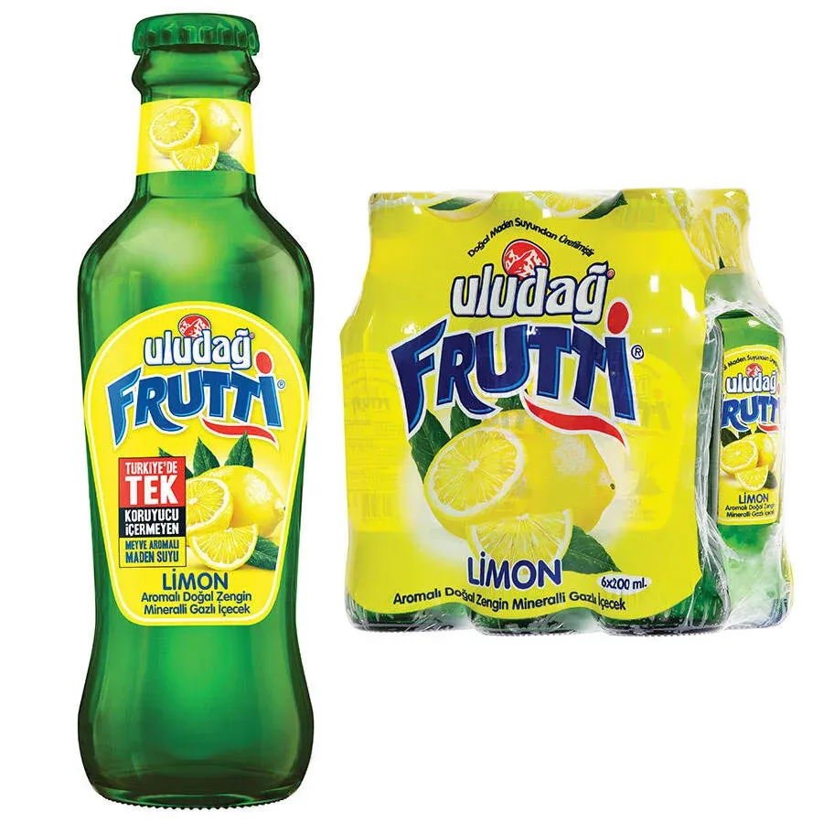 Uludağ Frutti Limon Aromalı Maden Suyu 200 ml 6'lı Paket