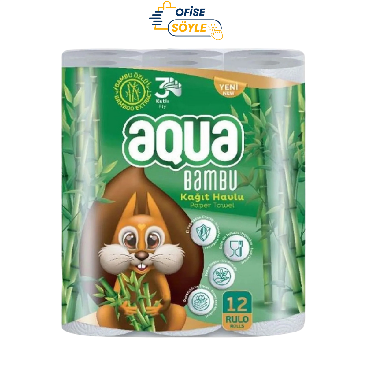 Aqua Bambu Kağıt Havlu 3 Katlı 12'Li