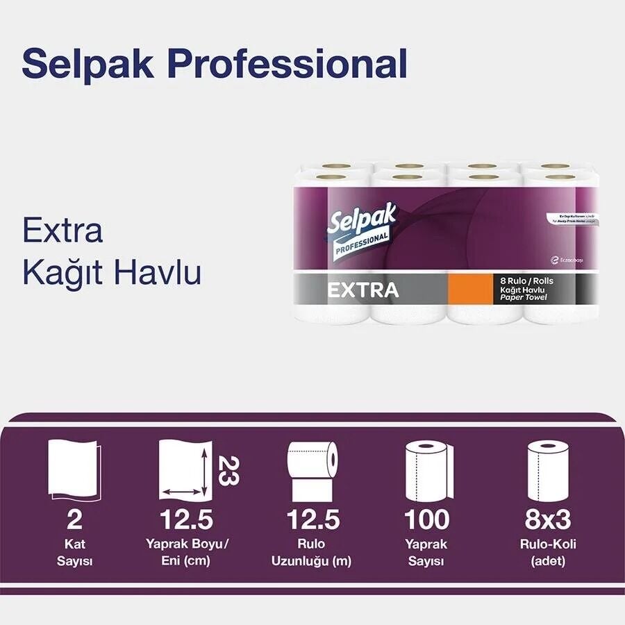 Selpak Professional Extra Kağıt Havlu 8'li