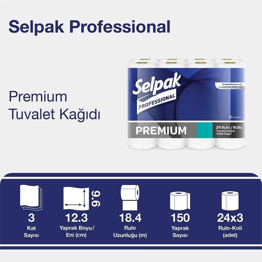 Selpak Professional Premium Tuvalet Kağıdı 3 Katlı 24'lü