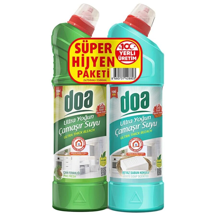 DOA 750 ML Beyaz Sabun Kokulu+Çam Ferahlığı Çamaşır Suyu 2'li Paket