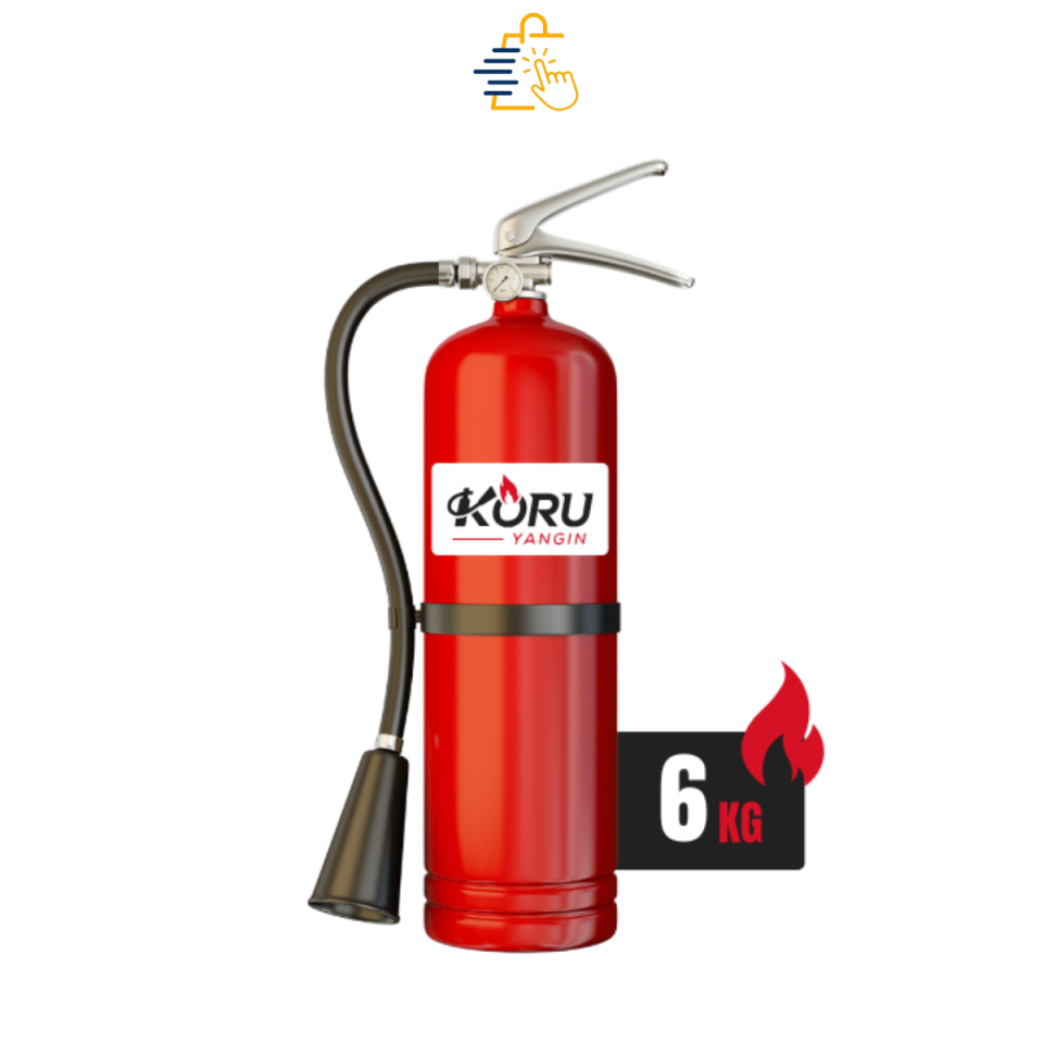 Koru Yangın Kuru Kimyevi Toz Yangın Tüpü 6 kg Duvar Askı Aparatlı