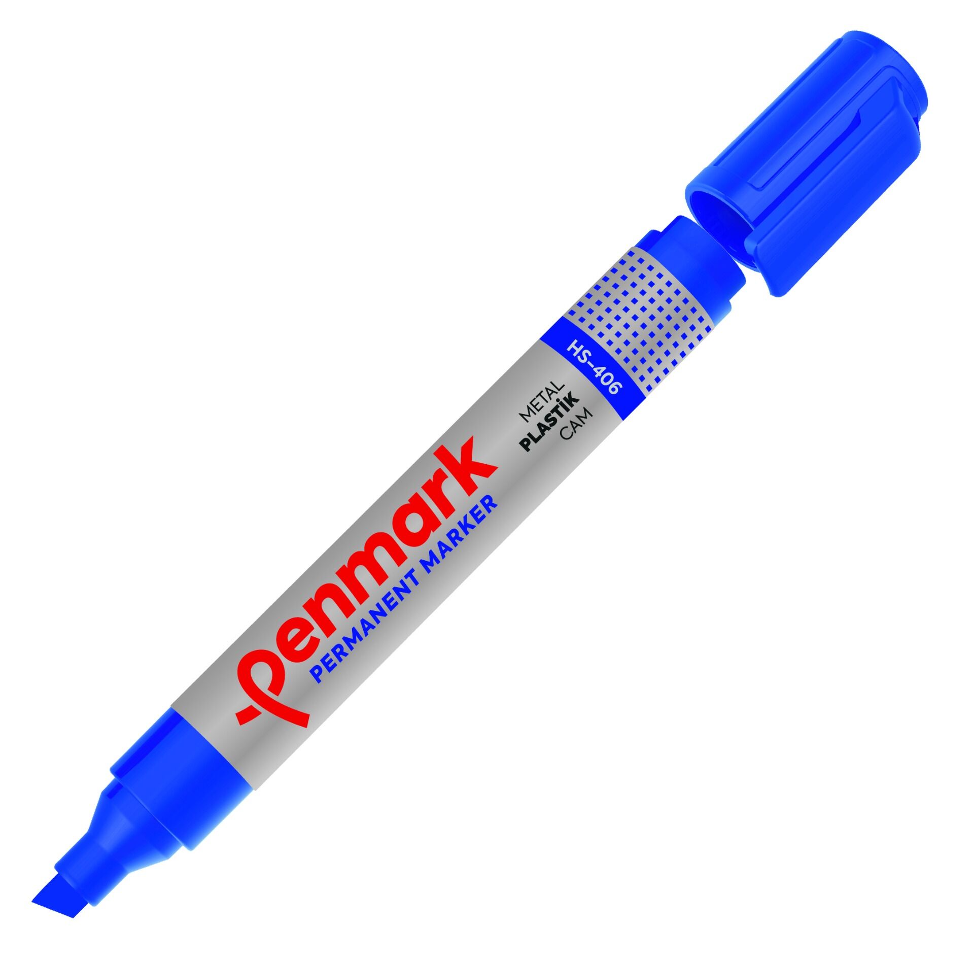 PENMARK PERMANENT MARKÖR KESİK UÇ MAVİ HS 406 02