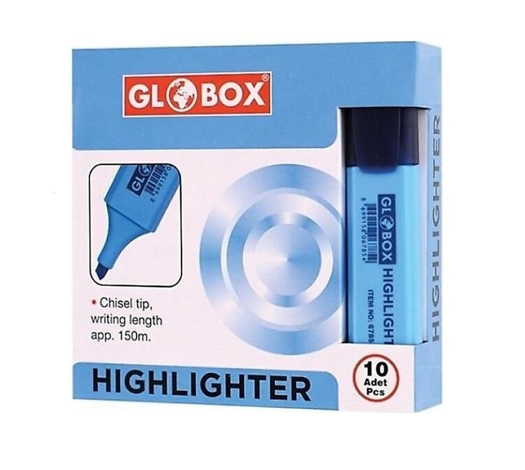 GLOBOX FOSFORLU KALEM MAVİ 10 LU