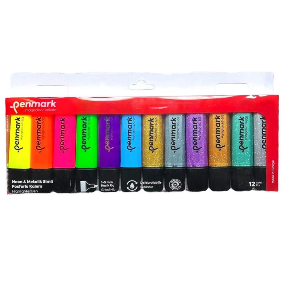 PENMARK FOSFORLU KALEM NEON-SİMLİ 12 RENK