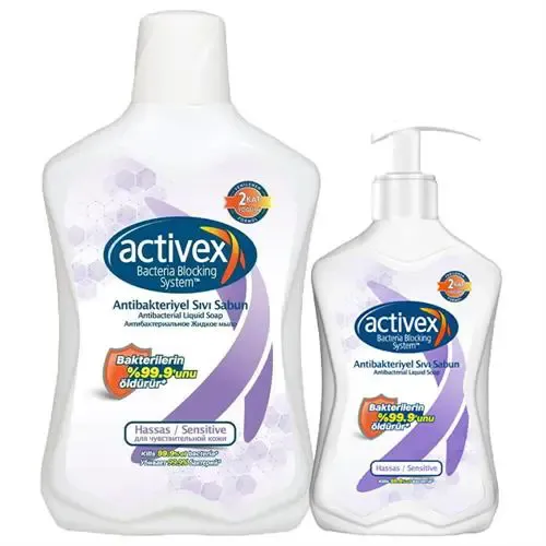 Activex Antbakteriyel Sıvı Sabun Hassas Koruma Avantajlı Paket 1 L + 500 ml