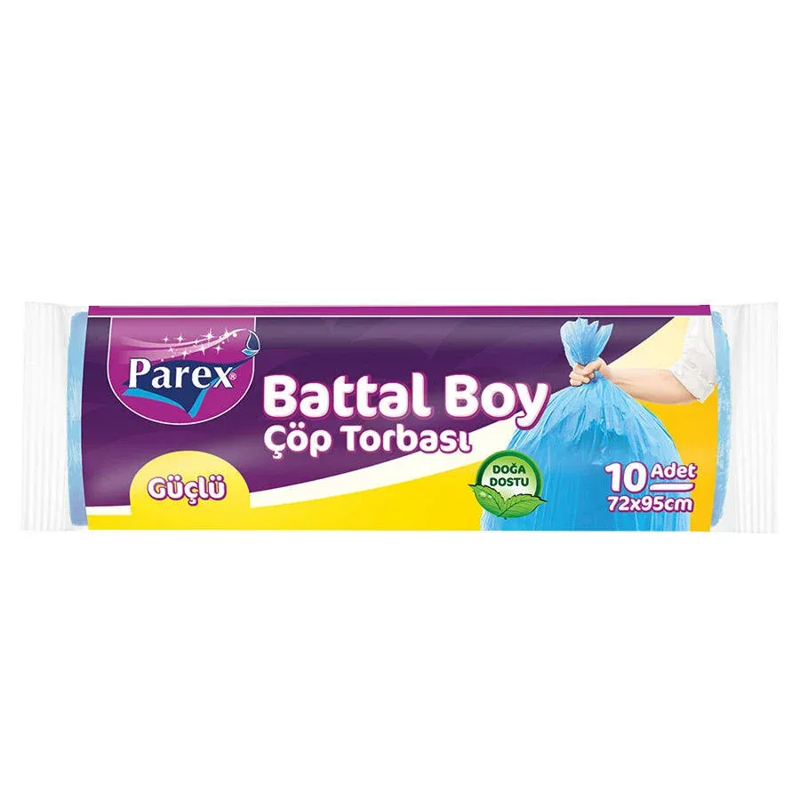 Parex Güçlü Çöp Torbası Battal Boy 72 cm x 95 cm Mavi 10'lu Paket