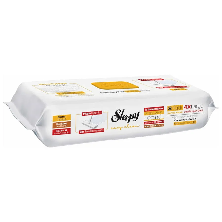 Sleepy Easy Clean Arap Sabunu Katkılı Mopa Uyumlu Yer Temizlik Havlusu 50 Yaprak